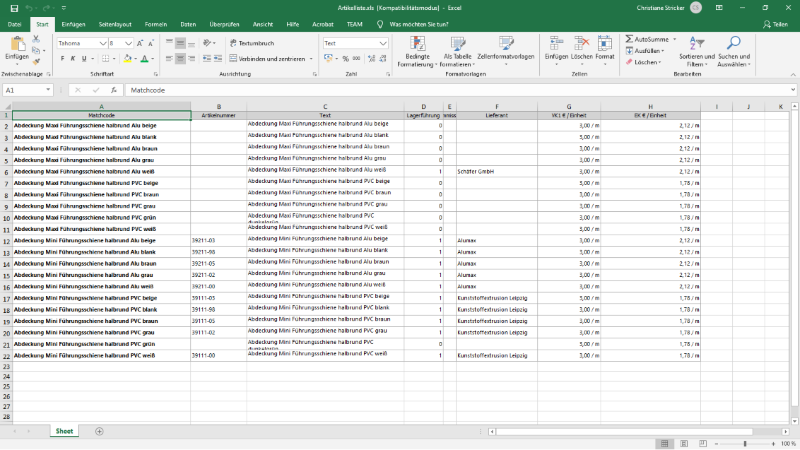 Export Ergebnis in Microsoft Excel