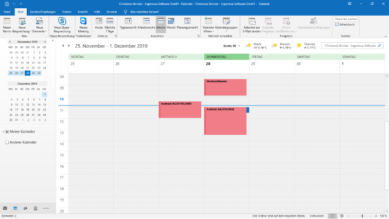 Synchronisierter Kalender in Outlook